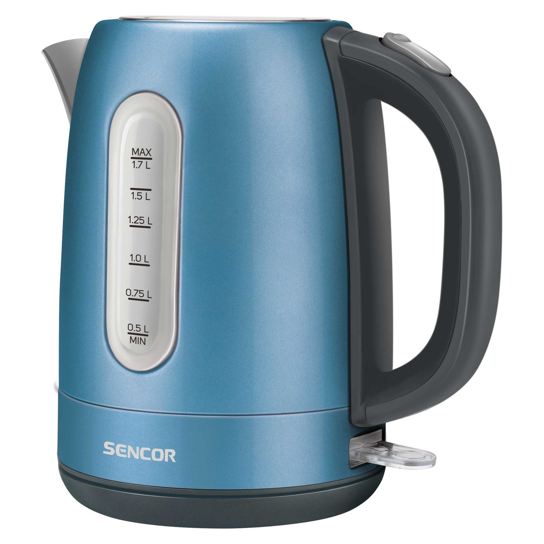 Sencor 1.7L Stainless Steel Electric Kettle with Lid Safety Lock | Blue