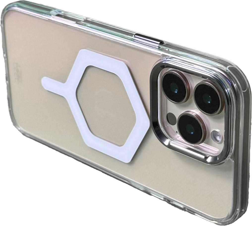 كڤر حماية بتصميم سداسي من ليزل لهاتف iPhone 16 Pro Max شفاف