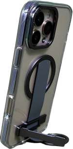 LZEL iPhone 16 Pro Max Primemag Grip Anti-drop Case With Metal Ring And Silicone Band | Clear/Gray