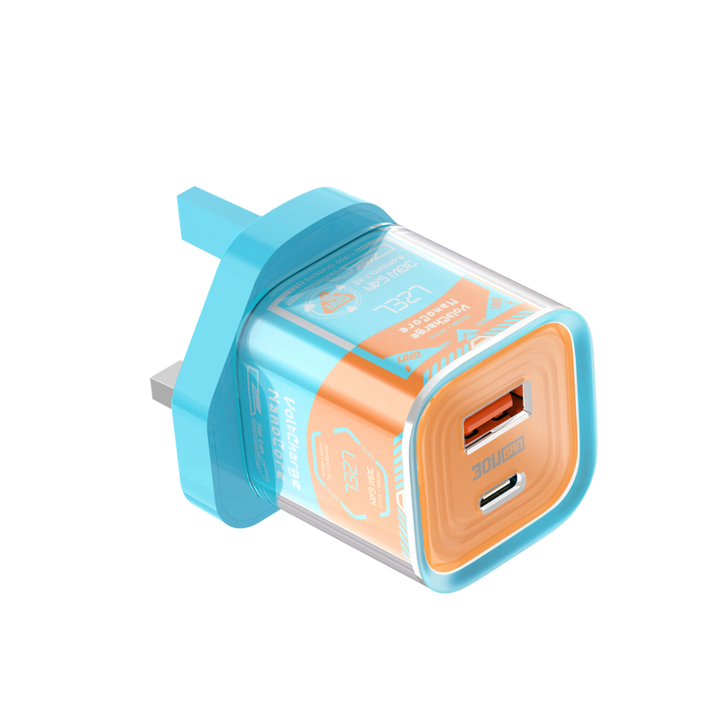 LZEL VoltCharge NanoCore – 30W GaN Transparent Wall Charger