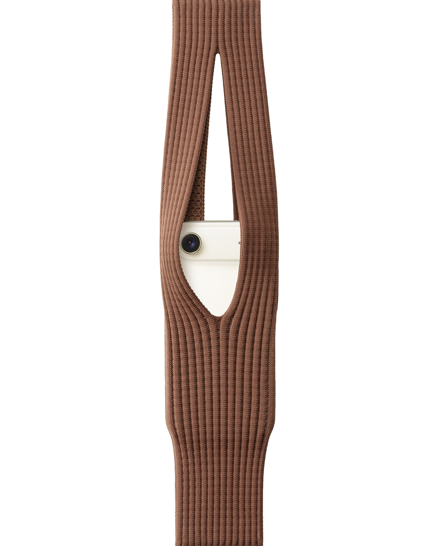 Phone Pocket with Strap – Stretch Knit Wearable iPhone Holder 40 cm | Cinnamon