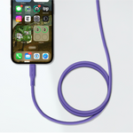 كيبل من Lzel معتمد USB-A إلى Lightning ، نقل بيانات بسرعة 480Mbps، طاقة 5V 3A، غلاف سيليكون سائل ناعم، هيكل TPE، طول 1 متر | بنفسجي