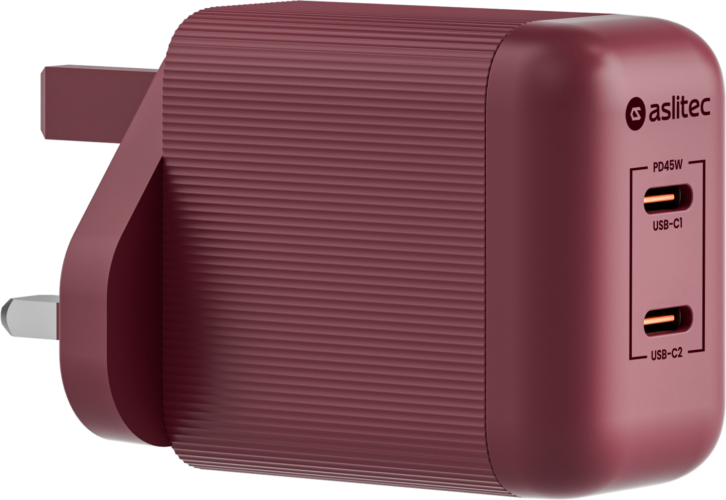 شاحن aslitec VexoraGaN بقدرة 45 واط – شاحن GaN مدمج بمنفذي USB-C