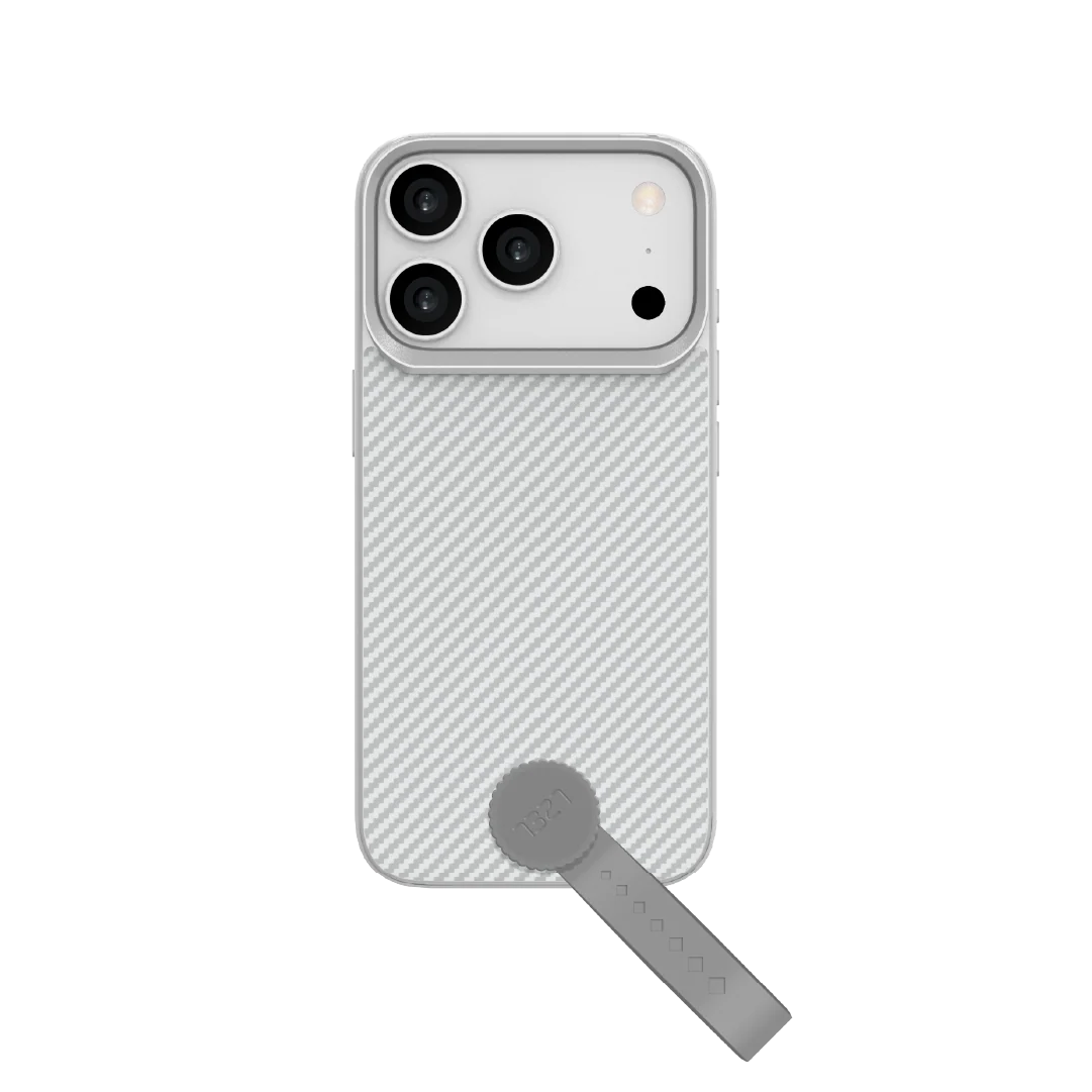 LZEL MagCarbon Strap Carbon Design with 360° Grip and Raised-Edge Protection Case for iPhone 17 Pro Max