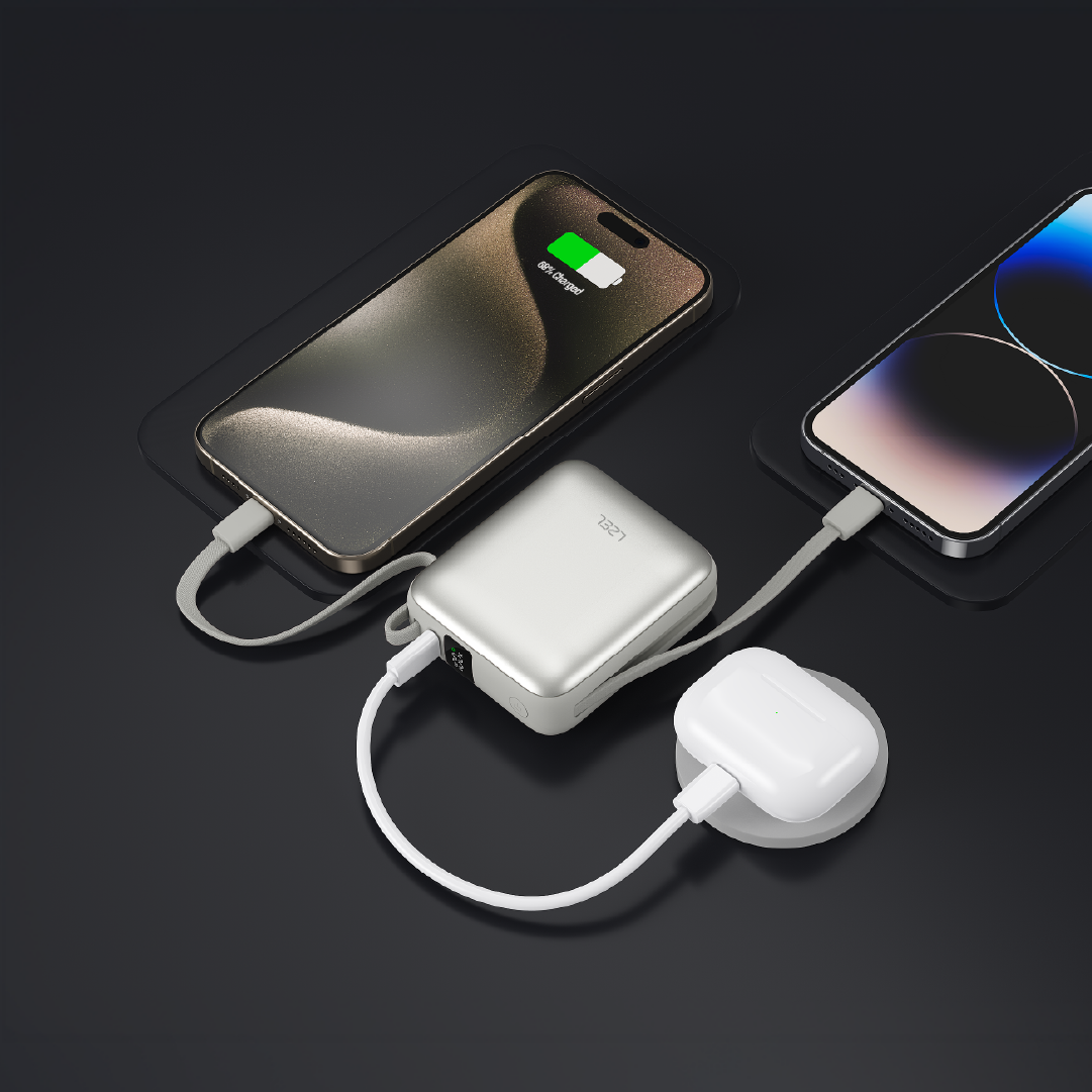 LZEL Neurode Sync Mini 10000Mah  Pd3.0 & Qc 3.0|25.5W|Built-In Type-C & Lighting Power Bank