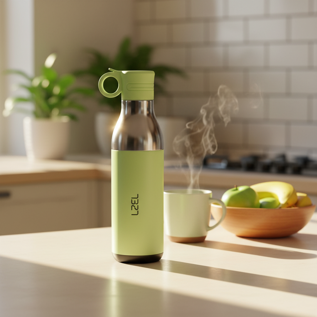 LZEL Natura Elva Vacuum Bottle Dual 400 mL + 400 mL | Green Aluminum