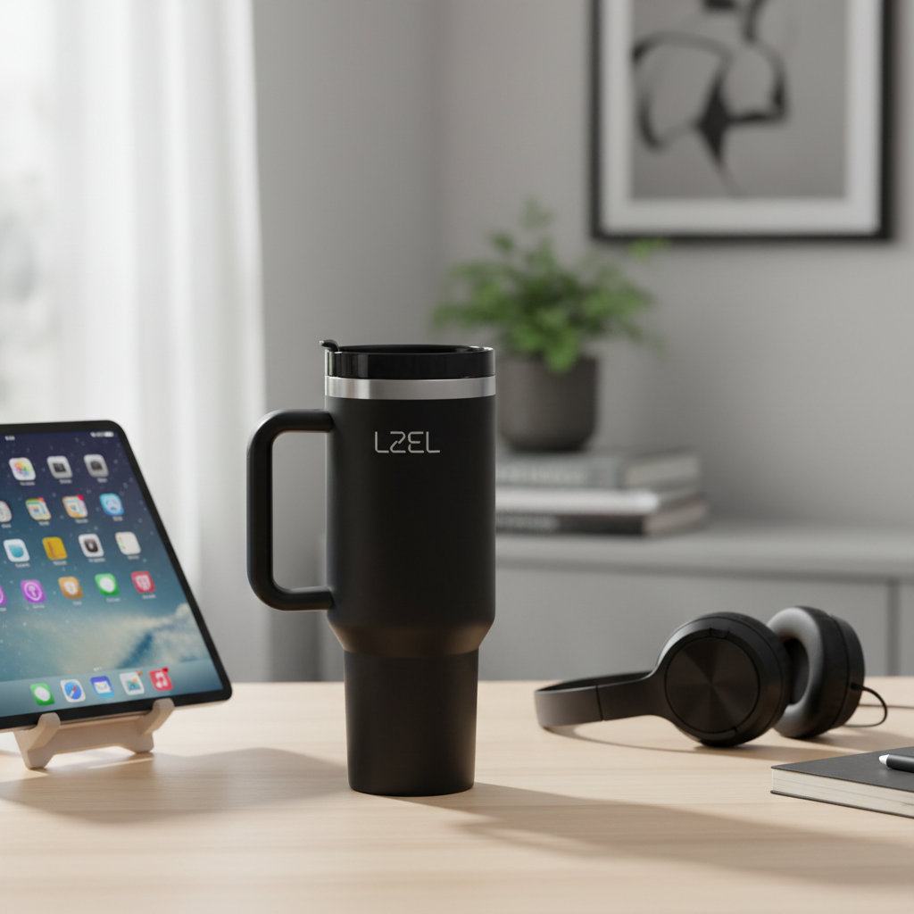 LZEL Tumbler With Handle 800ML Aqua Pure Vacuum Insulated | Black