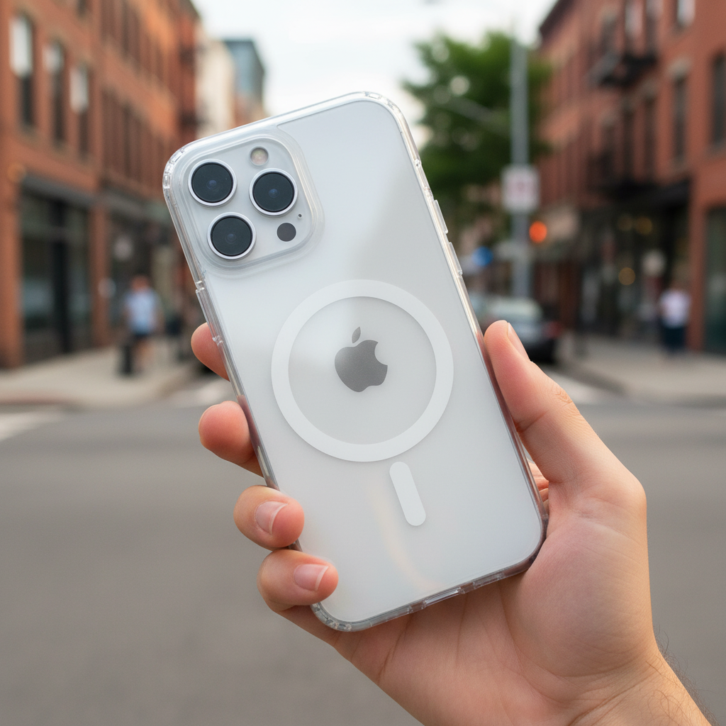 LZEl iPhone 16 Pro MagClear Fusion Case With MagSafe Clear | White