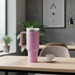 كوب من ليزل 800 مل مصنوع من الفولاذ المقاوم للصدأ عازل للحرارة مع حافظة مضادة للانزلاق | بنفسجي فاتح