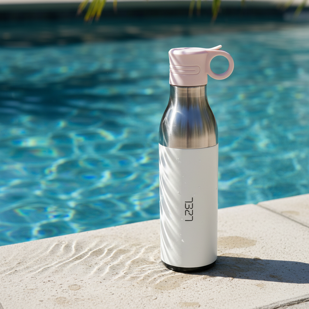 LZEL Natura Elva Vacuum Bottle Dual 400 mL + 400 mL | White Aluminum