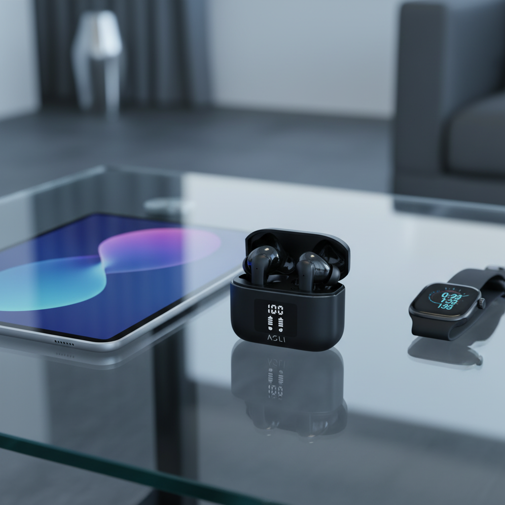 سماعة لاسلكية EchoPods Pro من أسلي جلوبال TWS بخواص إلغاء الضوضاء النشطة ANC | أسود