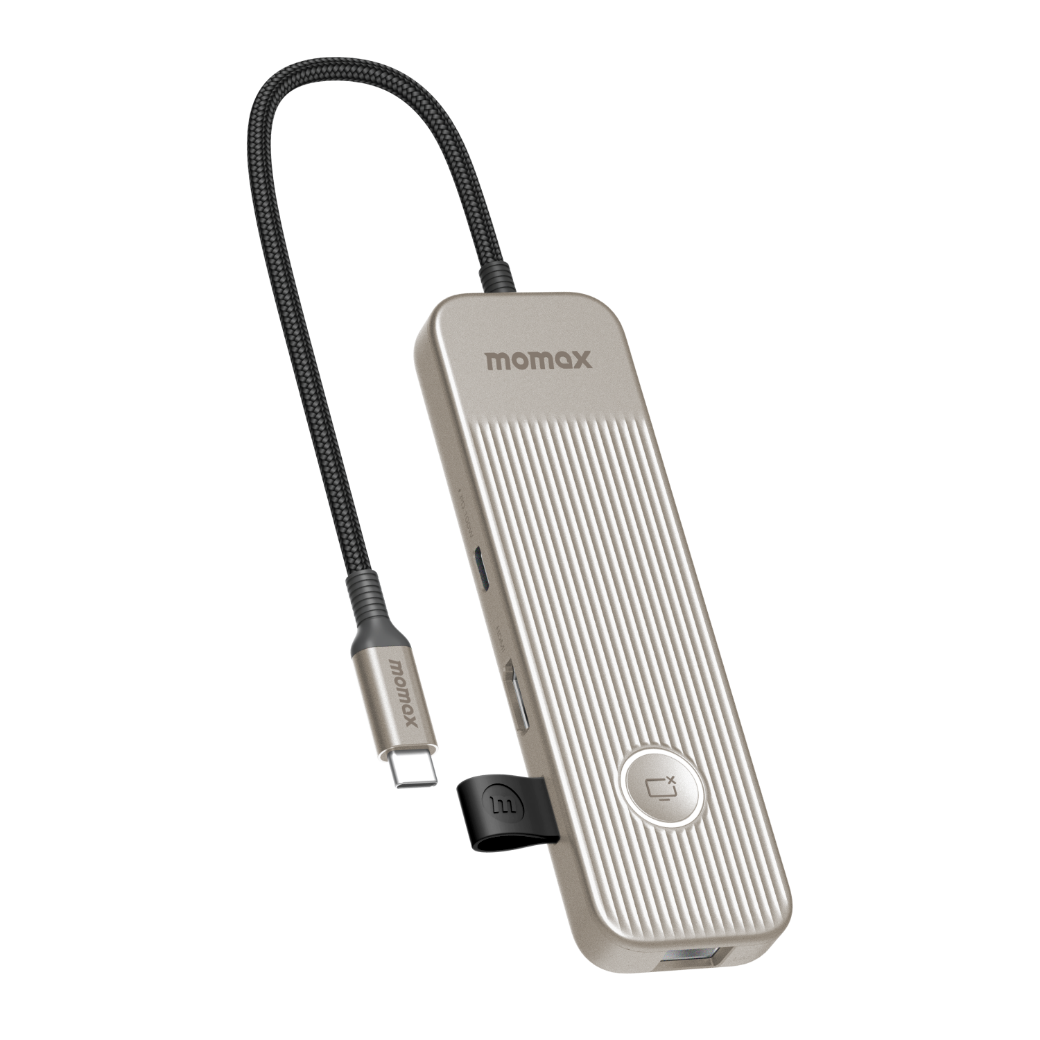 محوّل Momax OneLink متعدد الوظائف 8 في 1 بمنفذ USB-C | تيتانيوم