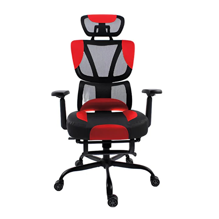 Black Bull Mesh Office and Gaming Chair footrest , adjustable Headrest up & down  3D armrest  , load weight: 130kg ,Blac /Red