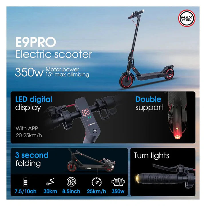 Zwheel E9Pro Foldable Electric Scooter, Max Speed 30 Km, Wheel Size 8.5