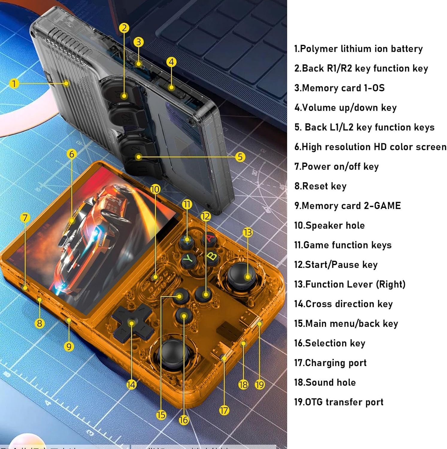 Asli Global Xretro Engine 3.5 Xretro Handheld Game Console With Linux System 128GB | Orange