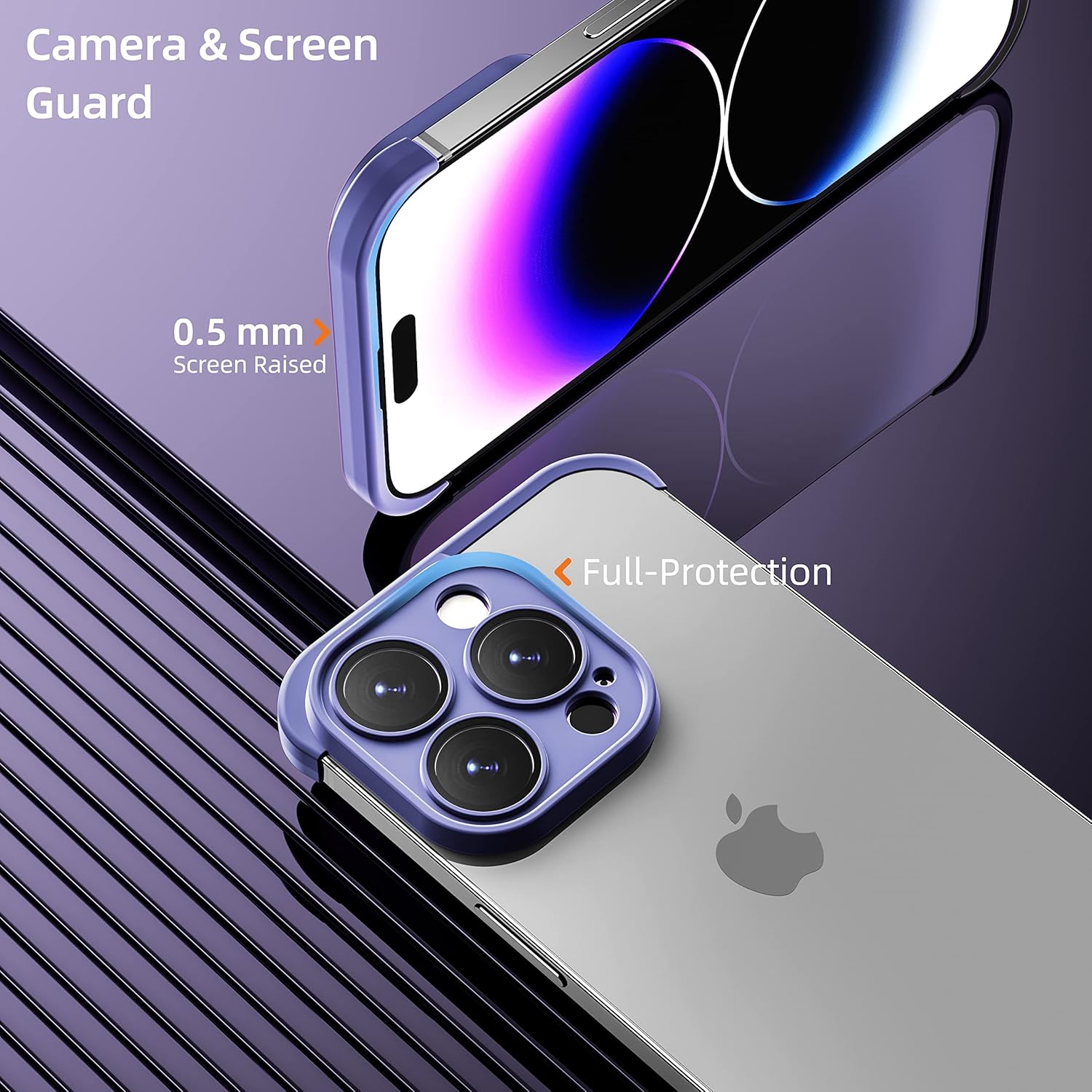 iPhone 14 Pro TPU Frame Camera Protector with Corner Protection | Dark Blue