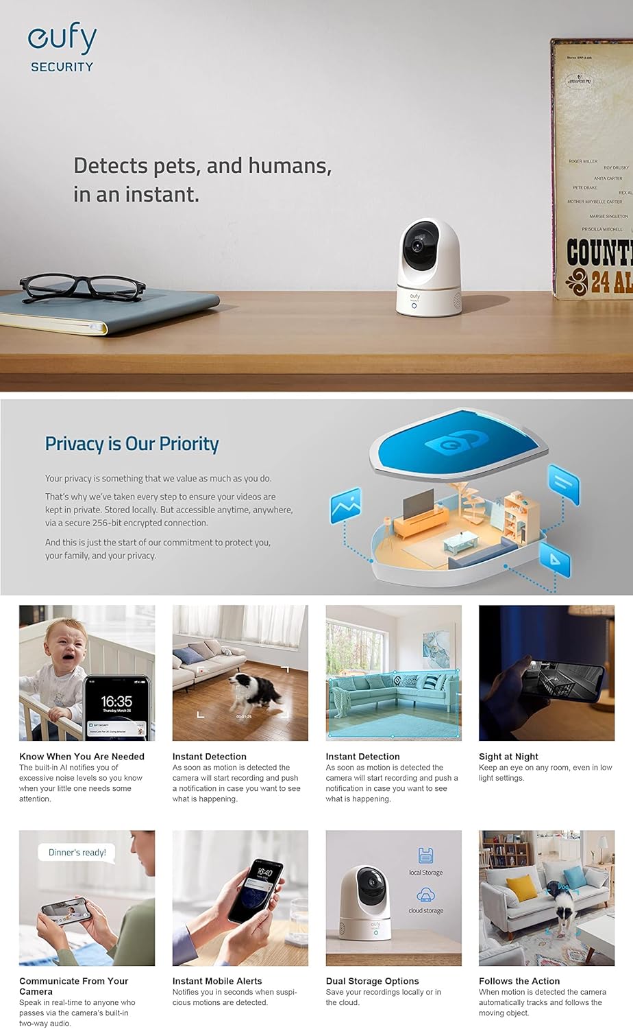 Eufy Security 2K Resoulution And On-device AI - White (T8410223)