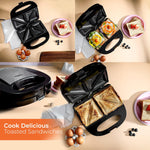 صانع شطائر محمول وقوي بشريحتين – 700 واط Geepas ، أسطح غير لاصقة