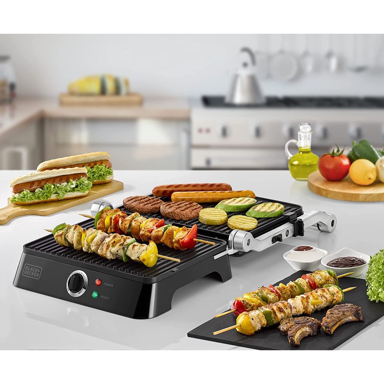 شواية كهربائية 1400 واط من Black & Decker | أسود / فضي