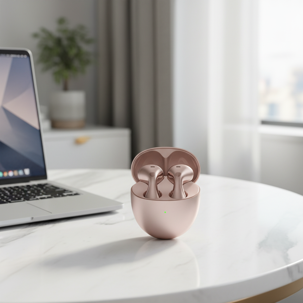 سماعة لاسلكية  FreeBuds 6 من Huawei مفتوحة التصميم بخواص إلغاء الضوضاء النشطة | وردي ذهبي