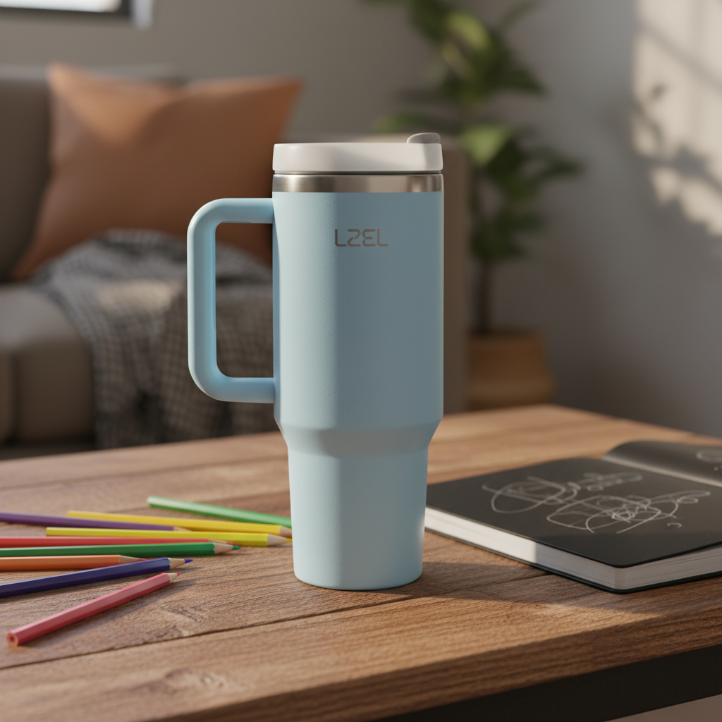LZEL Tumbler With Handle 800ML Aqua Pure Vacuum Insulated | Lake Blue
