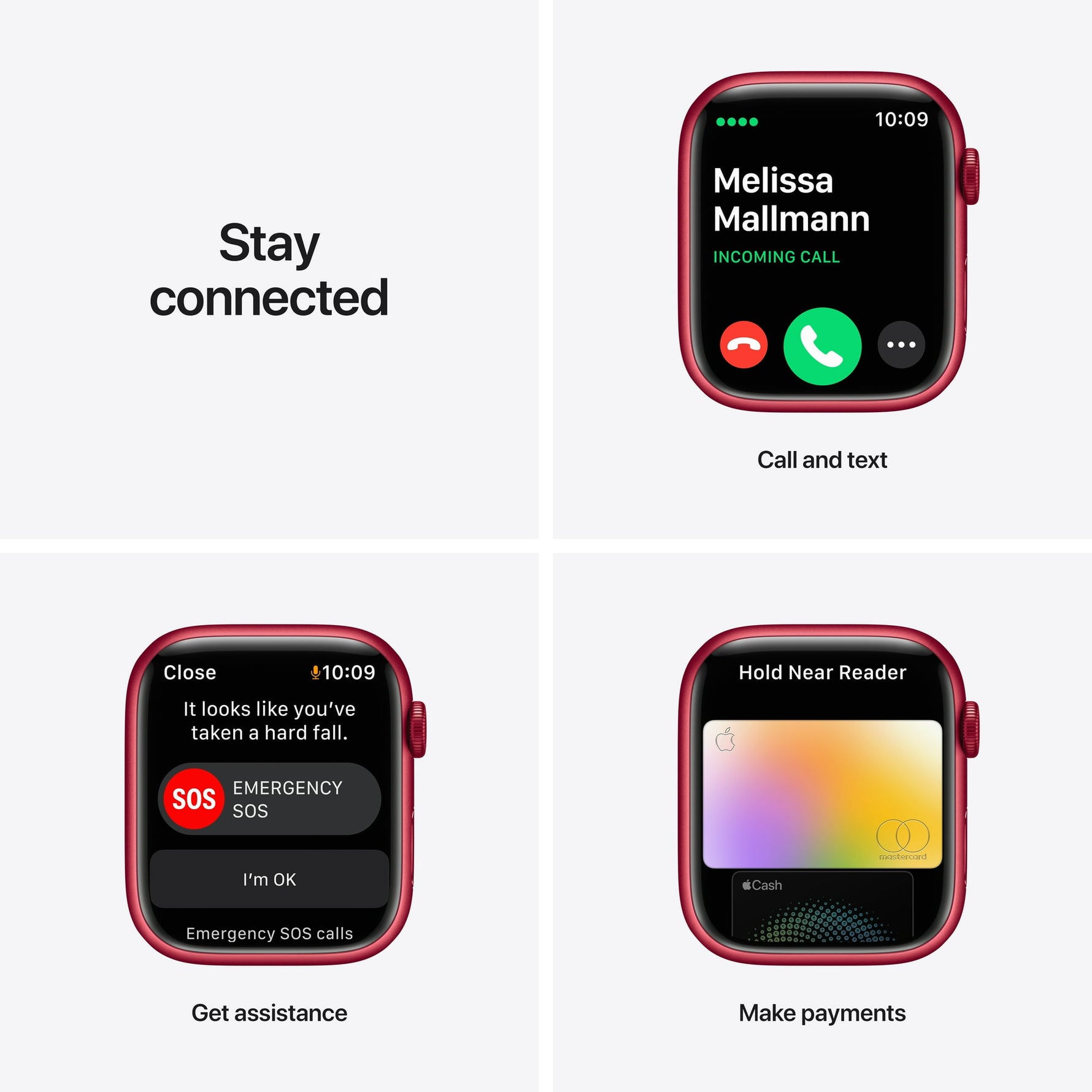 ساعة Apple Watch Series 7 (GPS + Cellular) مقاس 45 مم – هيكل ألومنيوم أحمر RED مع سوار رياضي RED