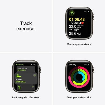 ساعة Apple Watch Series 7 (GPS + Cellular) مقاس 41 مم – هيكل ستانلس ستيل جرافيت مع سوار ميلانيز جرافيت