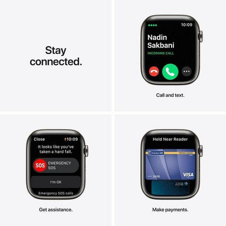 ساعة Apple Watch Series 7 (GPS + Cellular) مقاس 41 مم – هيكل ستانلس ستيل جرافيت مع سوار ميلانيز جرافيت