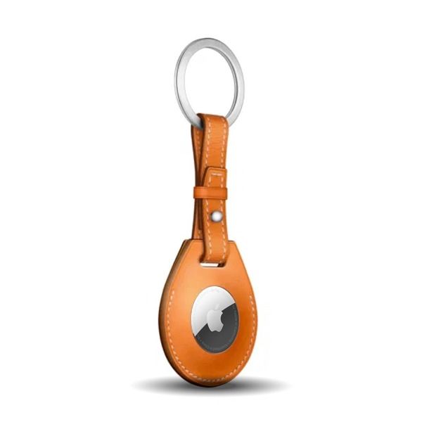 Coteetcl Leather Key Ring For Airtag - Orange (86006-OR)