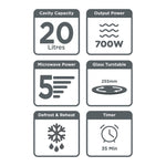 ميكروويف MZ2015P-B5 من Black & Decker سعة 20 لتر قوة 700 واط | أسود مع كروم