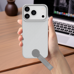 LZEL MagCarbon Strap Carbon Design with 360° Grip and Raised-Edge Protection Case for iPhone 17 Pro Max |  Light Gray