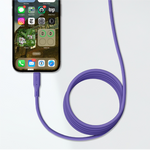 كيبل من Lzel نوع USB-A إلى USB-C 2.0، نقل بيانات بسرعة 480Mbps، طاقة 5V 3A، غلاف سيليكون سائل ناعم، هيكل TPE، طول 2 متر | بنفسجي