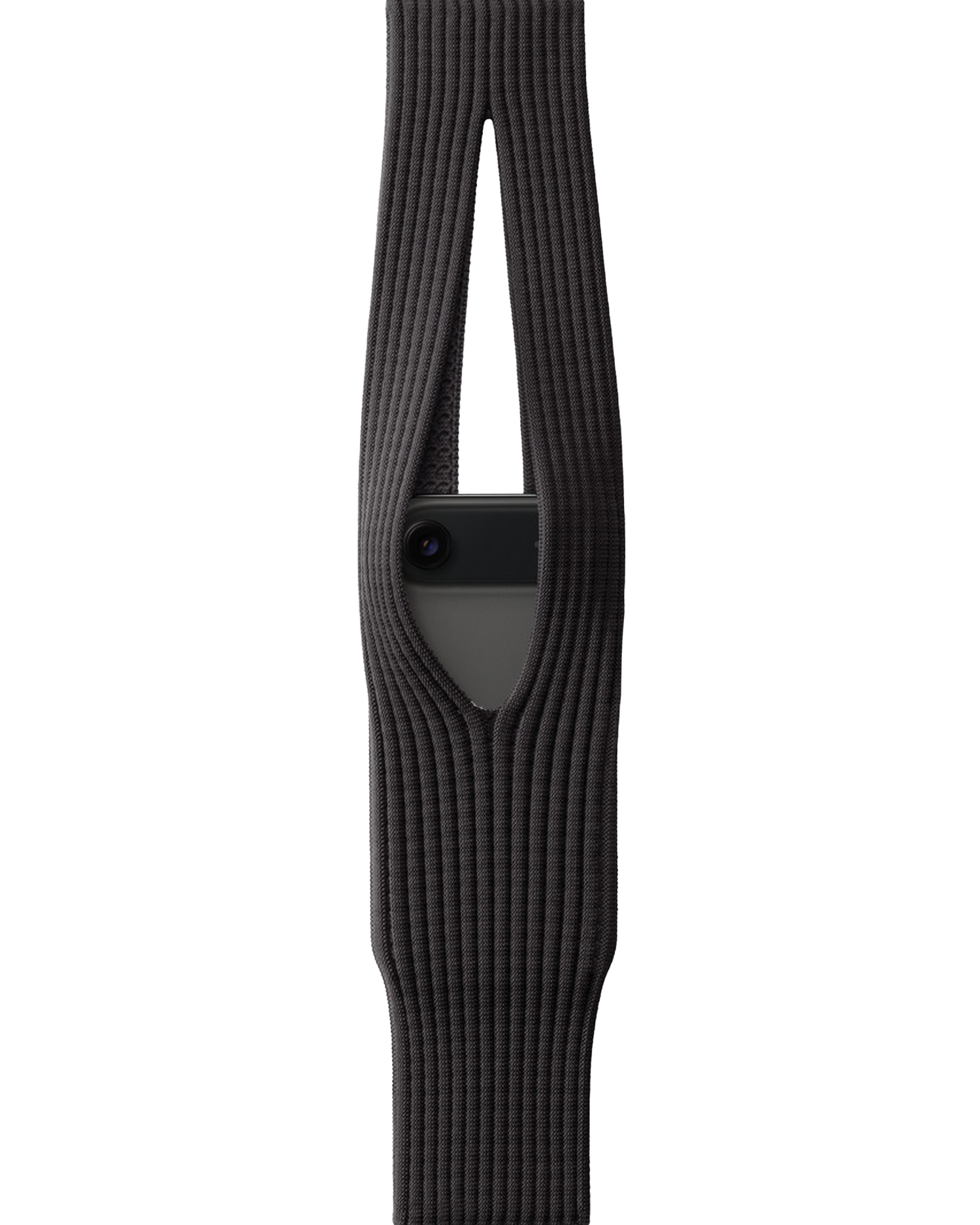 Phone Pocket with Strap – Stretch Knit Wearable iPhone Holder 40 cm | Black