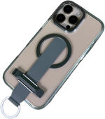 LZEL iPhone 16 Pro Max Primemag Grip Anti-drop Case With Metal Ring And Silicone Band | Clear/Gray