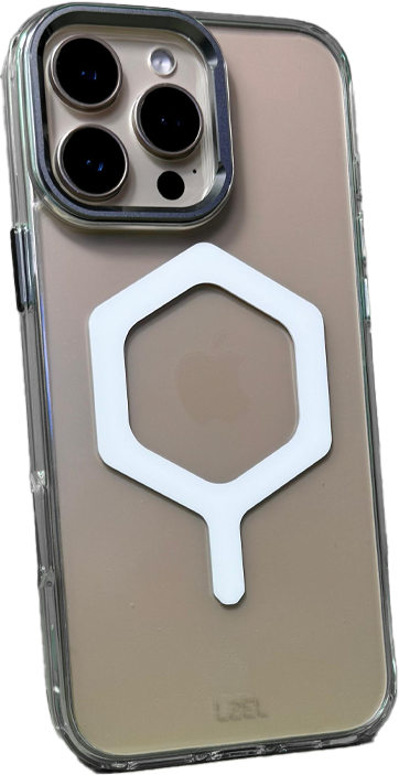 LZEL iPhone 16 Pro Mag Octa Shield Clear Case With Square MagSafe |White