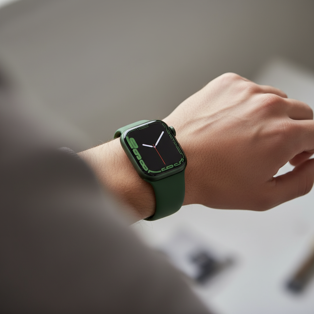 ساعة Apple Watch Series 7 (GPS) مقاس 41 مم – هيكل ألومنيوم أخضر مع سوار رياضي Clover