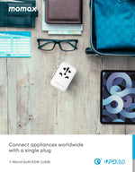 Momax Oneplug 65w Gan Extension Cord With Usb | White