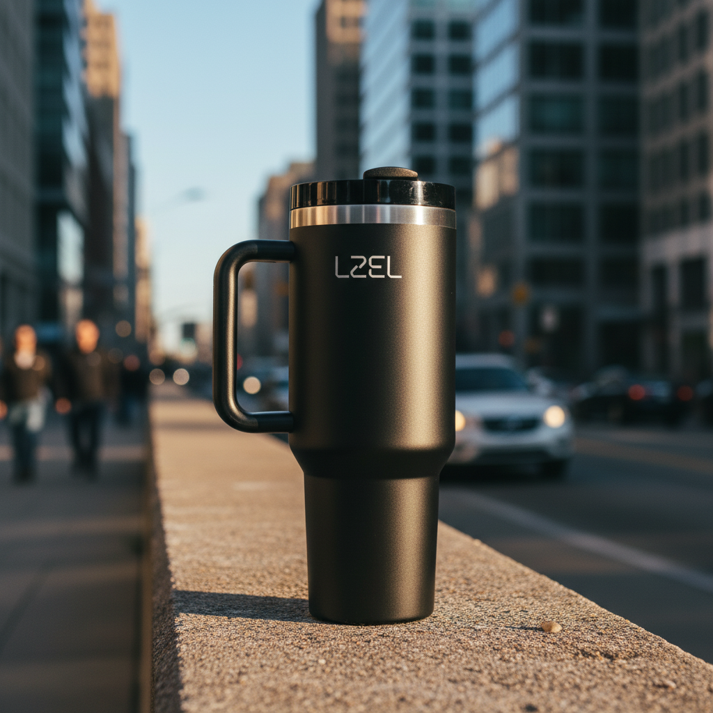 LZEL Tumbler With Handle 800ML Aqua Pure Vacuum Insulated | Black