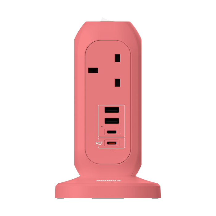 مشترك الكهرباء Momax 1-Plug بسبعة مخارج مع USB لشحن 11 جهازًا في آن واحد | وردي