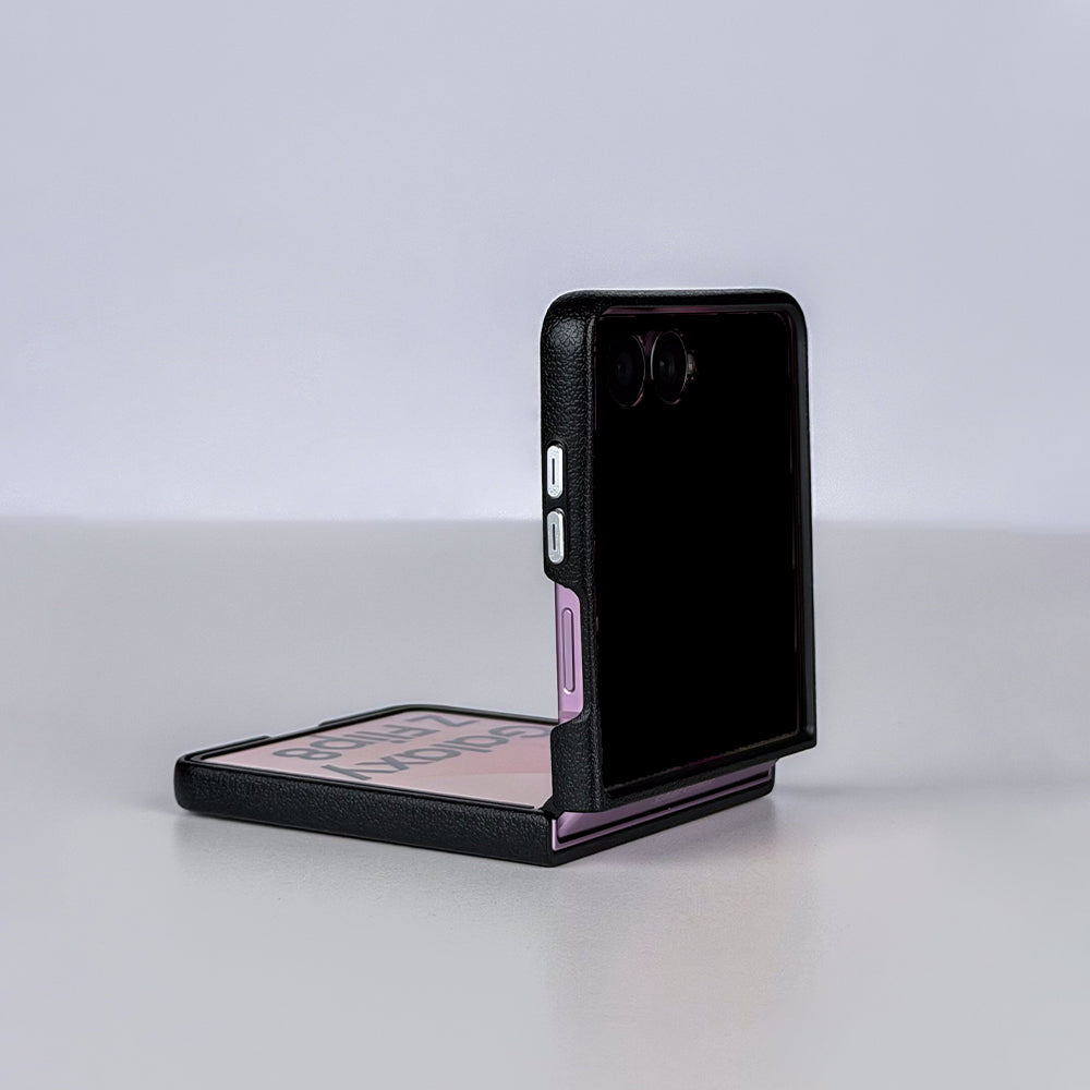 Coblue Leather Grain Drop-Proof Case for Samsung Galaxy Z Flip 7 | Carbon Black