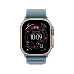 ساعة Apple Watch Ultra 3 (2025) ‏GPS + Cellular مقاس 49 مم – هيكل تيتانيوم طبيعي مع سوار Alpine أزرق فاتح (مقاس M)