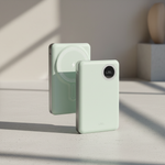 Novus MagPower  بطارية شحن متنقلة محمولة من ليزل PD بسعة 10,000 مللي أمبير بقوة 20 واط متوافق مع  MagSafe مع كيبل USB-C  | أخضر فاتح