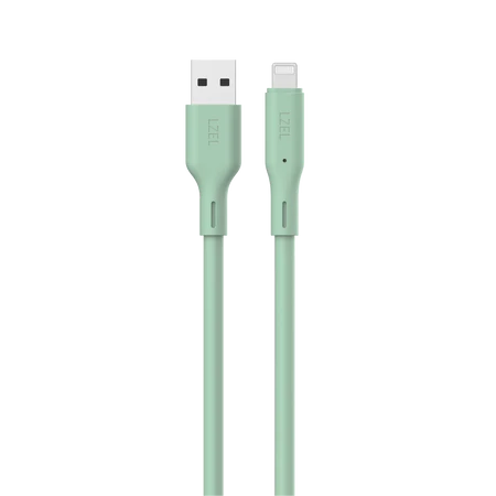 كيبل من Lzel معتمد USB-A إلى Lightning ، نقل بيانات بسرعة 480Mbps، طاقة 5V 3A، غلاف سيليكون سائل ناعم، هيكل TPE، طول 2 متر | بنفسجي