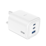 Asli  Global Maxcharge 65 Gan 3-Port Usb-A & Dual Usb-C Fast Charger | White