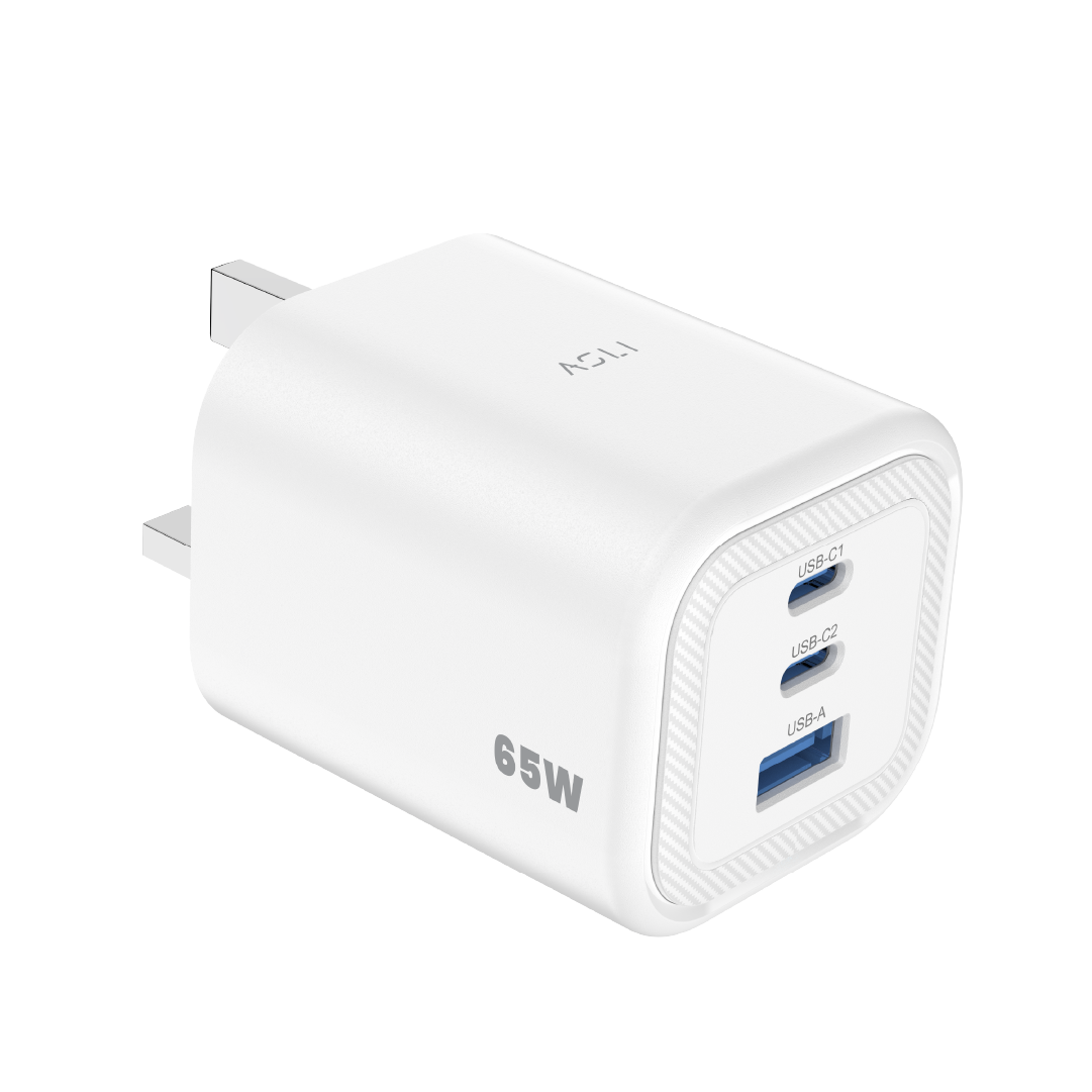 Asli  Global Maxcharge 65 Gan 3-Port Usb-A & Dual Usb-C Fast Charger | White