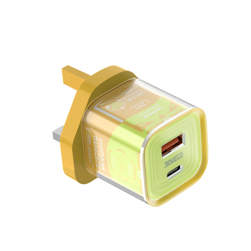 LZEL VoltCharge NanoCore – 30W GaN Transparent Wall Charger