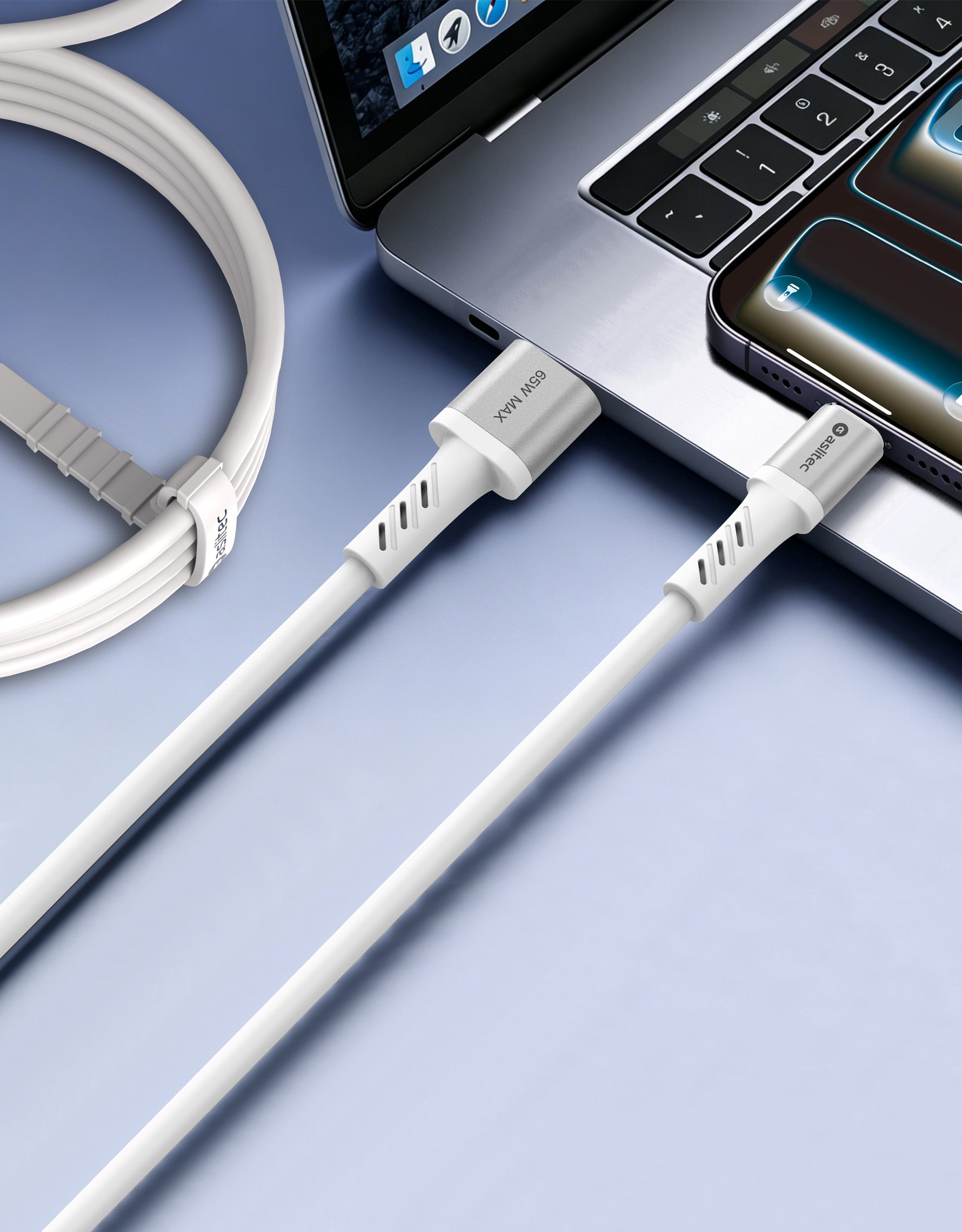 كيبل Aslitec GRAPHENEX  للشحن السريع ونقل البيانات بقدرة 65 واط – USB-A إلى USB-C