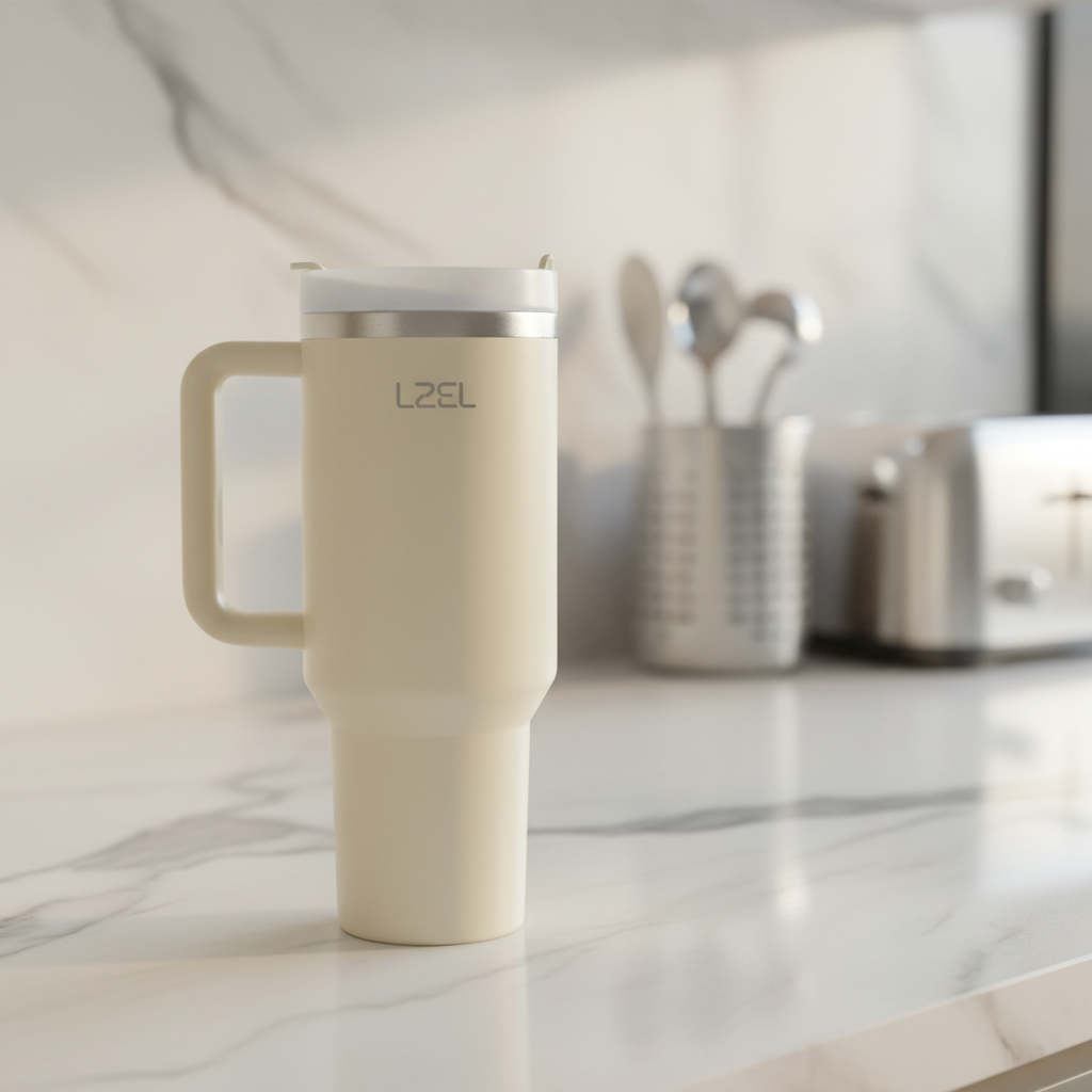 LZEL Tumbler With Handle 800ML Aqua Pure Vacuum Insulated | Rose Quartz