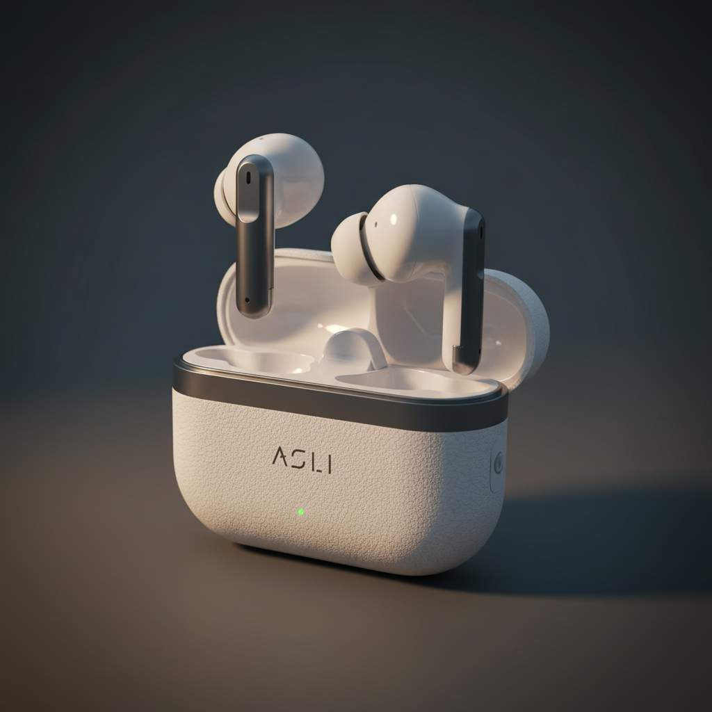Asli Global EcoPods Air TWS Wireless ANC Bluetooth Earbuds with Active Noise Cancellation | White