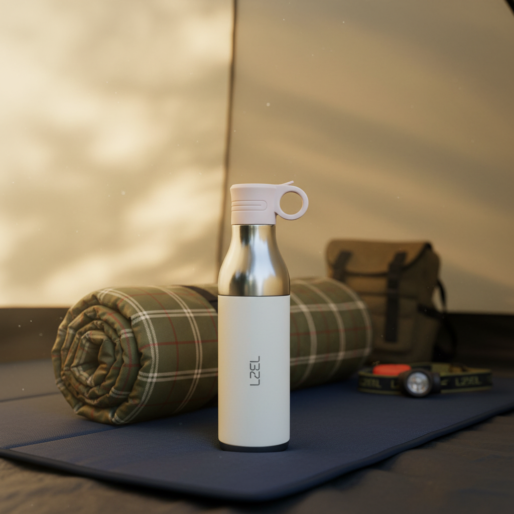 LZEL Natura Elva Vacuum Bottle Dual 400 mL + 400 mL | White Aluminum